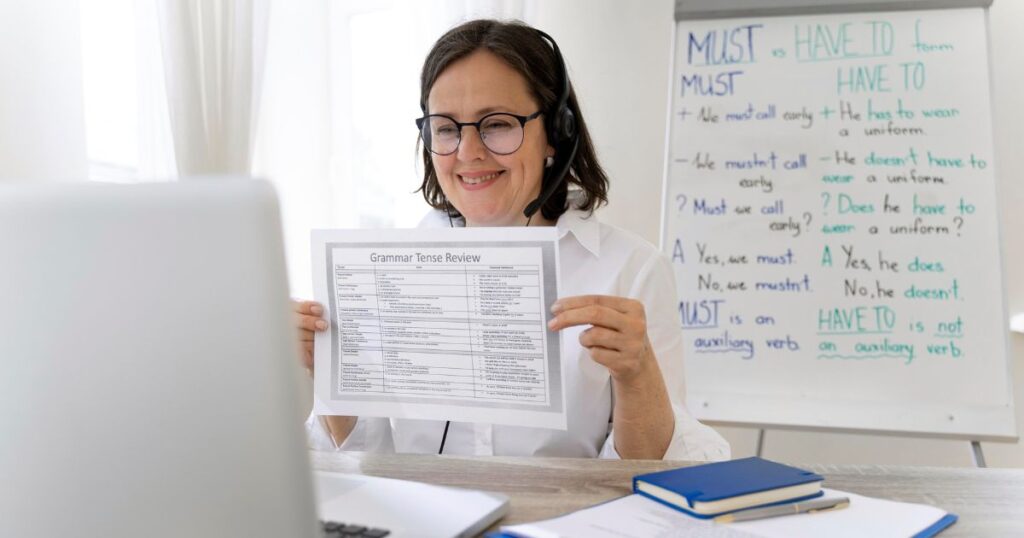 A woman in glasses holds up a paper with a to-do list. Relevant to 'Decoding GL Assessment 11+ Exams: All You Need to Know