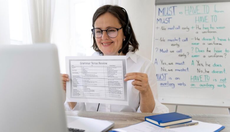 A woman in glasses holds up a paper with a to-do list. Relevant to 'Decoding GL Assessment 11+ Exams: All You Need to Know