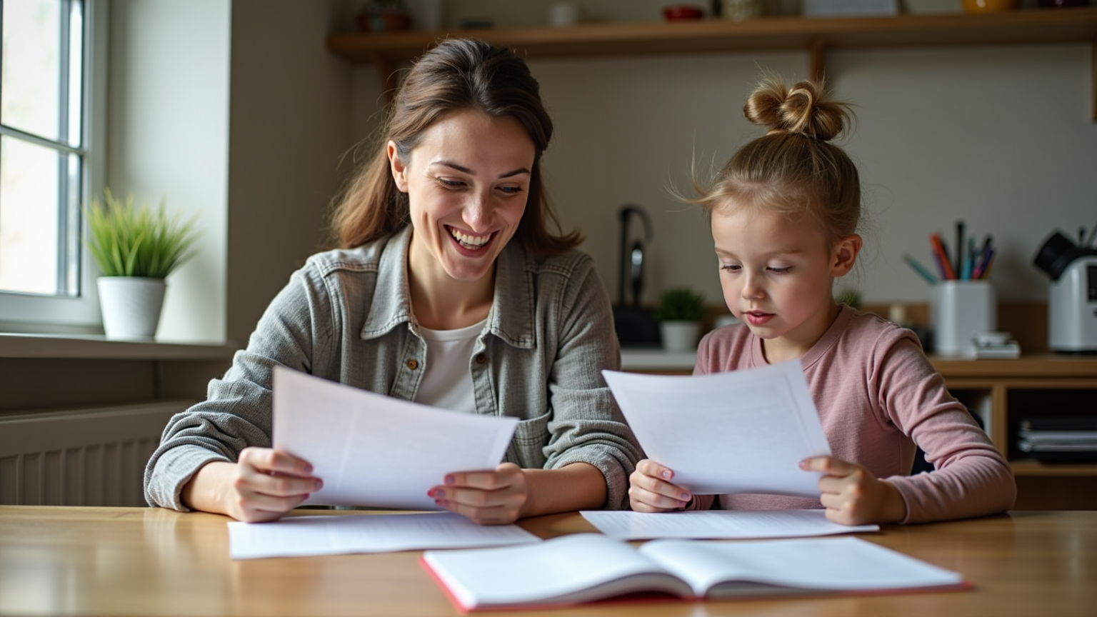 A tutor and a child focusing on the 11 plus exam preparation.