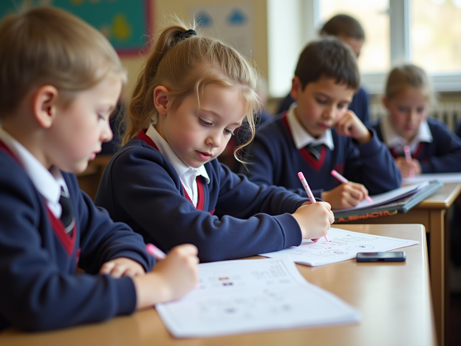 Children studying for the 11 plus exams.