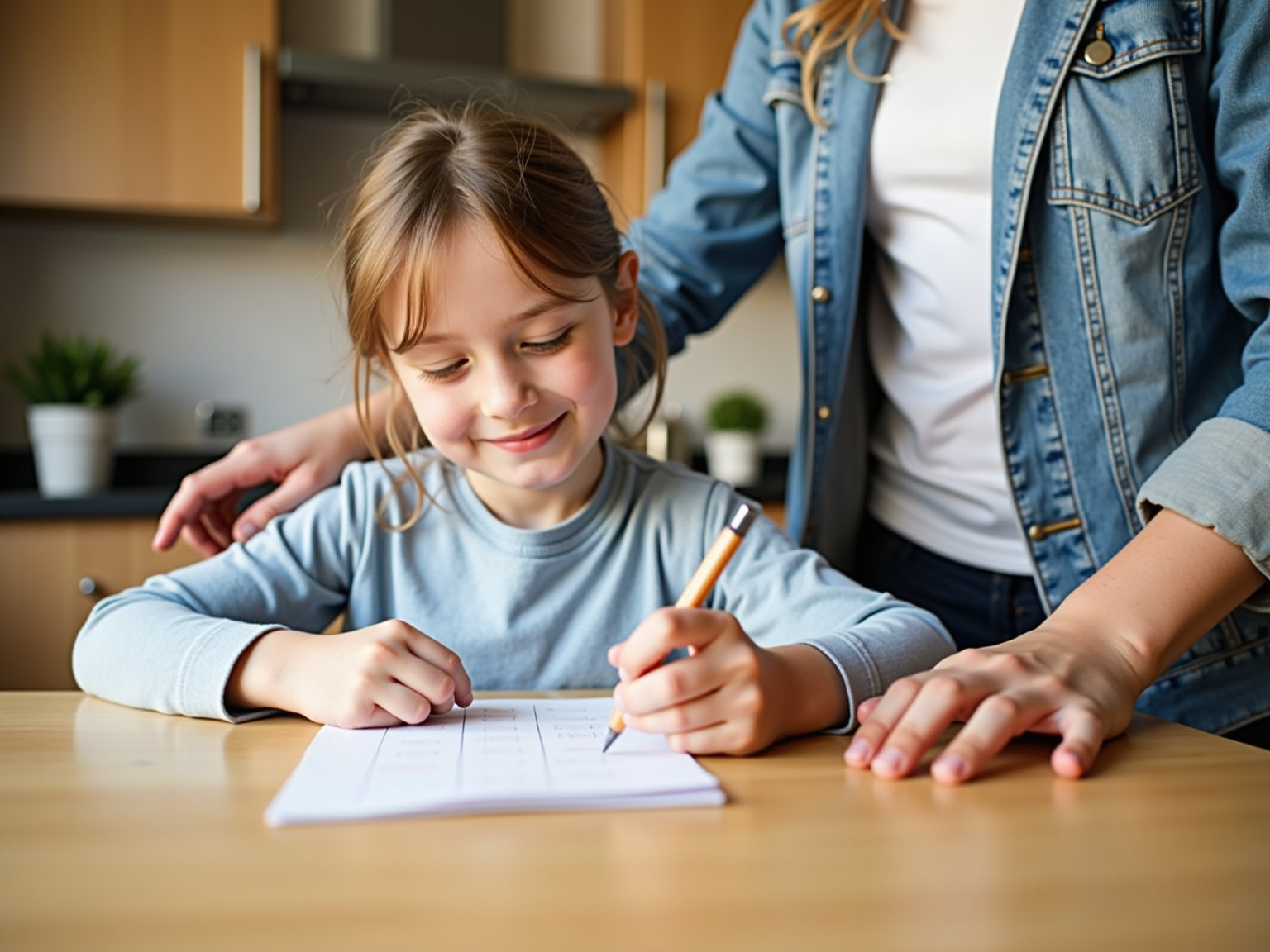 A girl being instructured on how to study and prepare for the 11 plus exams.