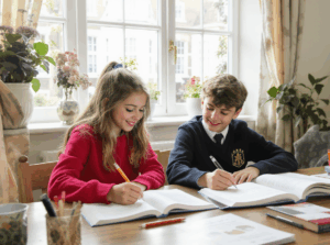Two brothers studying for the gL Assessment exam.