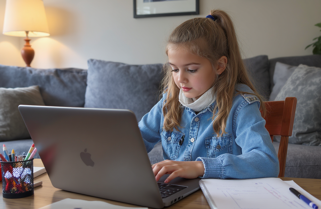 A 10 year old taking mock exams to prepare for 11 plus success.